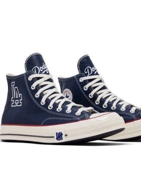 LA Dodgers Navy High-Top Converse x Undefeated Sneakers with White Laces